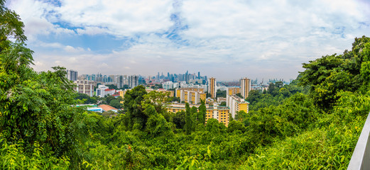 Fototapeta na wymiar View on Singapore skyline from Mount Faber Park during daytime