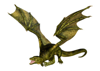 3D Rendering Fairy Tale Dragon on White