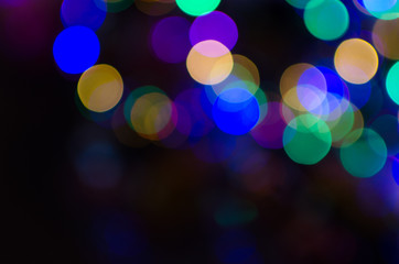 Abstract Bokeh background of defocused glittering lights. Christmas, Party, New Year background pattern concept. banner