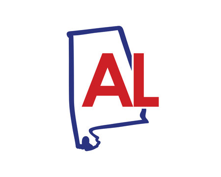 Outline Alabama Map And abbreviations Logo Design Template 002