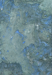 Green blue  background stone wall texture , water texture ,unique technology of painting with paints on water. For tile design, background, stone imitation
