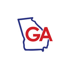 Outline Georgia Map  And abbreviations Logo Design Template 002