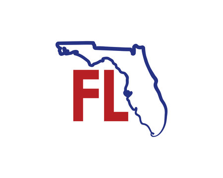 Outline Florida Map And abbreviations Logo Design Template 002