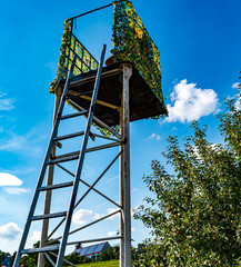 Hunting Season, wildlife, autumn - A high seat for hunters near Moischt at Marburg ,.