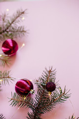 Christmas balls and Christmas tree branches.
