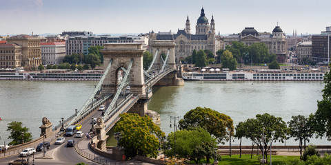 сhain bridge over the danube river