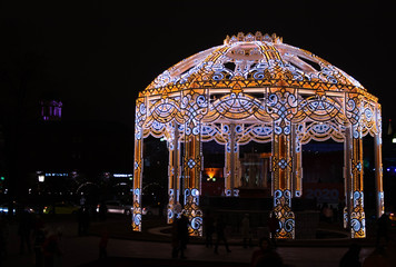 Christmas trip in Moscow. Red square illumination 