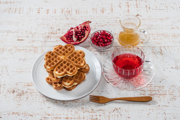 ワッフル Waffles of Dutch, French and Belgian foods