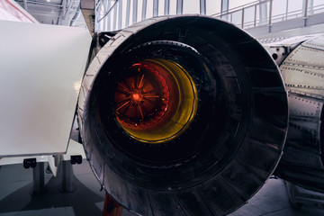Large plane engine closeup