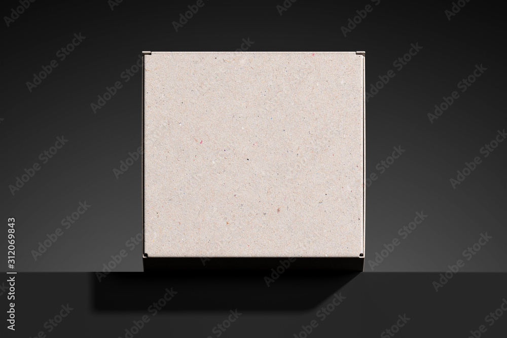Poster recycled blank cardboard box. 3d rendering. empty space. copy space. concept of environmental respon
