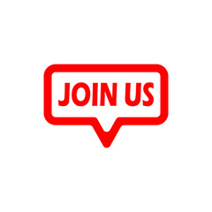 Join Us red  pin icon for label, sticker, tag