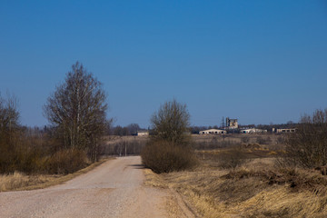autumn view of an abandoned factory