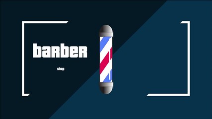 Animation of barber pole spinning, word "Barber Shop' and 'Stylish Hairstyle'. Business concept.