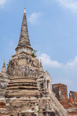 Fototapeta premium Close up Stupa building at Wat Ratchaburana, Thailand Ayutthaya february 2015