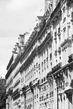 Paris street view. Black-white retro toned image.