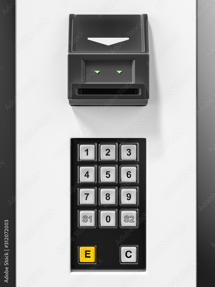 Poster modern vending machine with contactless payment method. paying contactless with nfc technology . 3d 