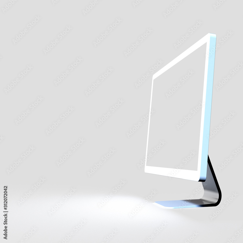 Poster empty modern sleek screen display with copy space. 3d illustration of pc monitor .