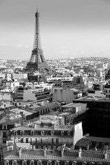 Paris Eiffel Tower. Black and white vintage toned image.