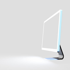 Empty Modern Sleek Screen Display with Copy Space. 3D Illustration of PC Monitor .