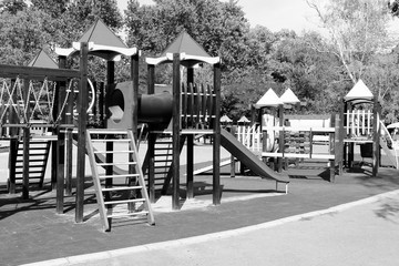 Playground. Black and white vintage style.