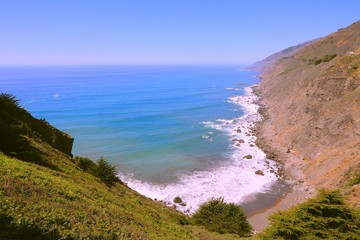 California coast. Vintage filter color tone.