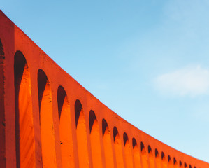Abstract orange arch brick bridge