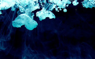 Cool trending screensaver. Space mint blue abstract background.