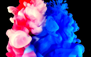 White-blue-red-black space abstract background. Cool trending screensaver.