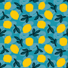 seamless repeat pattern with lemons and leaves