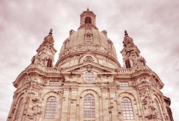 Dresden church. Retro filtered color tone.