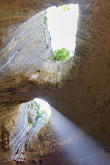 Obraz premium Prohodna cave, climbing on the eyes