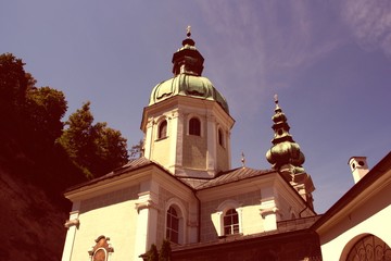 Obraz premium Abbey in Salzburg, Austria. Retro filtered colors tone.