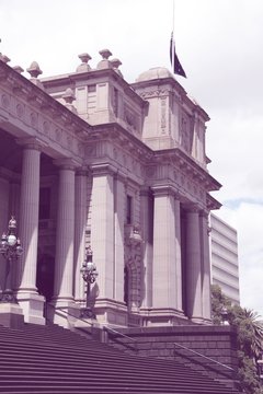 Parliament of Victoria. Retro filtered colors tone. © Tupungato