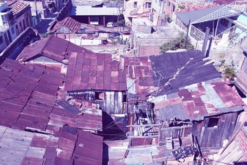 Slums in Cuba. Retro filtered colors.