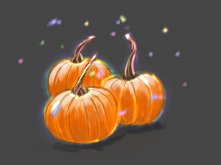 magic fairy three pumpkins with stars in tale