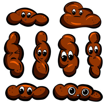 A Collection of Brown Cartoon Poo Poop Faeces Illustrations