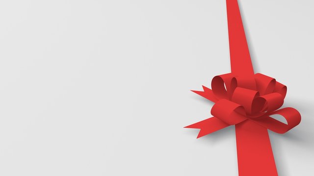 3d rendered illustration of red presents ribbon on a white background. Copy spaceleft for your custom text. 4k resolution. perfect for celebrations.