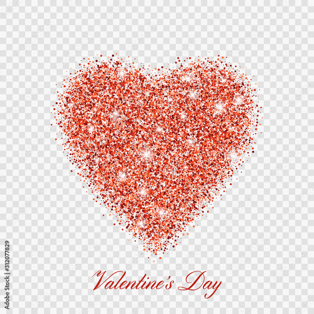 Wall mural Valentine day red glitter shiny heart. Vector illustration love heart symbol