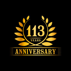 113 years logo design template. Anniversary vector and illustration template.