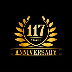 117 years logo design template. Anniversary vector and illustration template.