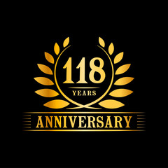 118 years logo design template. Anniversary vector and illustration template.