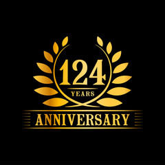 124 years logo design template. Anniversary vector and illustration template.