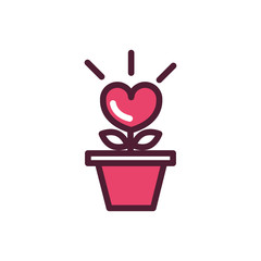 happy valentines day potted flower shape heart love romantic feeling icon