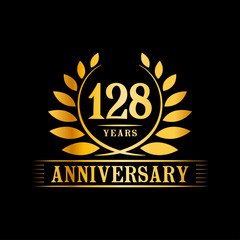 128 years logo design template. Anniversary vector and illustration template.