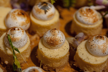 Cream caramel with a meringue on top