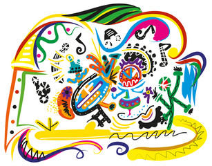 abstract illustration of musician giving concert colorful illustration of singer giving concert