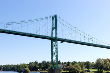 Thousand Islands Bridge across St. Lawrence River. This bridge connects New York State in USA and Ontario in Canada