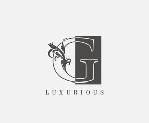 G Letter Logo.Luxury Black and White G With Classy Leaves Shape design perfect for fashion, Jewelry, Beauty Salon, Cosmetics, Spa, Hotel and Restaurant Logo.