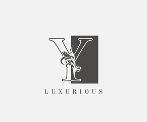 Y Letter Logo.Luxury Black and White Y With Classy Leaves Shape design perfect for fashion, Jewelry, Beauty Salon, Cosmetics, Spa, Hotel and Restaurant Logo.