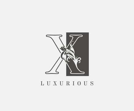 X Letter Logo.Luxury Black and White X With Classy Leaves Shape design perfect for fashion, Jewelry, Beauty Salon, Cosmetics, Spa, Hotel and Restaurant Logo.